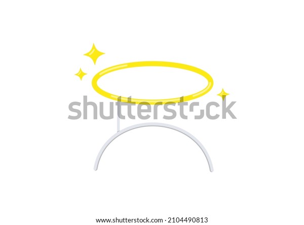 Angel costume gold halo on headband
isolated on white background. Angelic golden nimbus photo props
head band. Flat design cartoon vector
illustration.