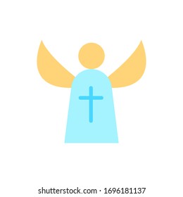 Angel cross color icon. Simple color vector elements of religious holiday for ui and ux, website or mobile application