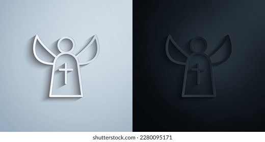 Angel cross paper icon with shadow effect vector illuistration design