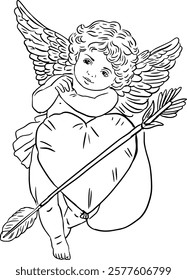 Angel Cupid Arrow Heart Minimalistic Linear Valentine's Day