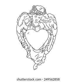 Angel or cupid isolated hand drawn vector illustration