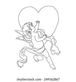 Angel or cupid isolated hand drawn vector illustration
