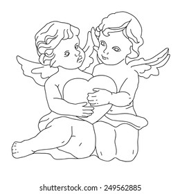 Angel or cupid isolated hand drawn vector illustration