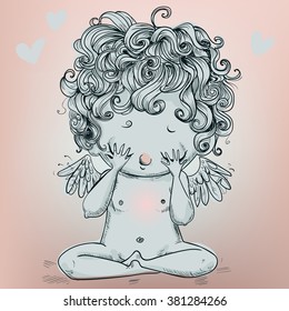 angel or cupid isolated hand drawn vector illustration