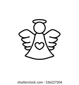 angel cupid minimalistic xmas christmas valentine day's symbol line icon black on white background