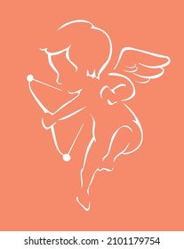 
Angel Cupid shoots a bow. Vector illustration
