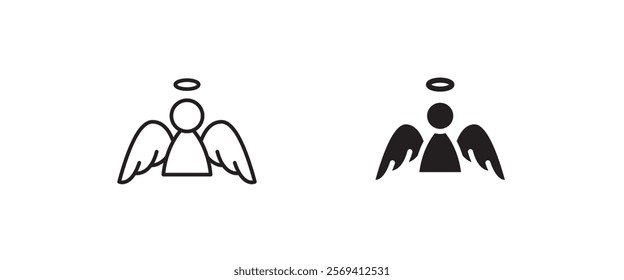 angel cupid xmas christmas valentine day's symbol icon, simple angel icon vector, sign, logo, illustration, editable stroke, flat design style isolated on white linear