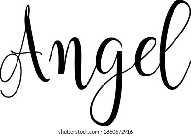 Angel Cursive Calligraphy Black Color Text Stock Vector (Royalty Free ...