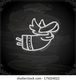Anjo. Ilustração de vetor desenhado à mão bonito, fundo de textura de quadro negro vintage. Variante de ilustração de quadro-negro.