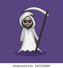 Angel of death cartoon icon illustration, suitable for stickers or avatars.