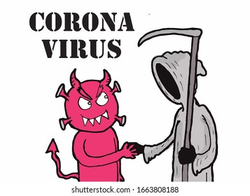 Angel Of Death With Corona Virus. Big Threat.