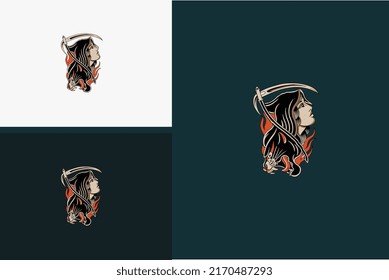 angel of death with flame vector black and white