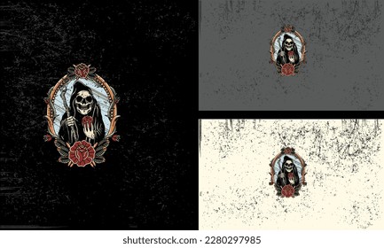 angel of death with flowers vector mascot design