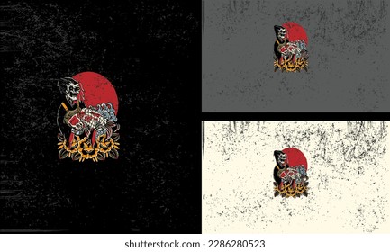 angel of death and flowers vector mascot design