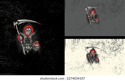 angel of death with head goat vector illustration mascot design