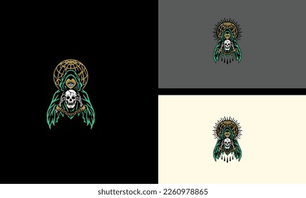angel of death and head skull vector illustration mascot design