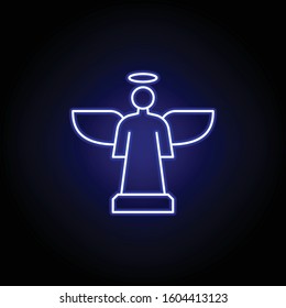 angel, death outline blue neon icon. detailed set of death illustrations icons. can be used for web, logo, mobile app, UI, UX