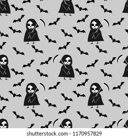 Angel of death, Psychopomps, seamless pattern. Halloween cartoon character.