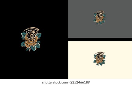angel of death and red flowers vector mascot design