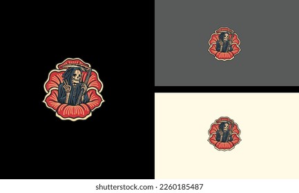 angel of death and red flowers vector mascot design