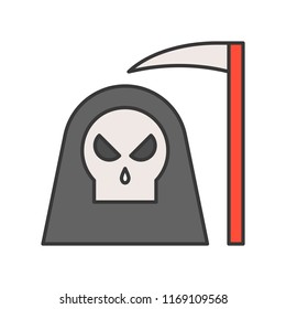 angel of death and scythe, Halloween related icon, outline design editable stroke
