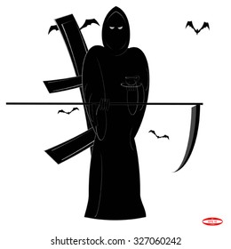 angel of death with a scythe in his hand  isolated on white background. vector illustration