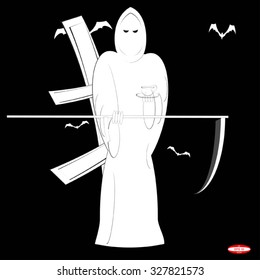 angel of death with a scythe in his hand. vector illustration