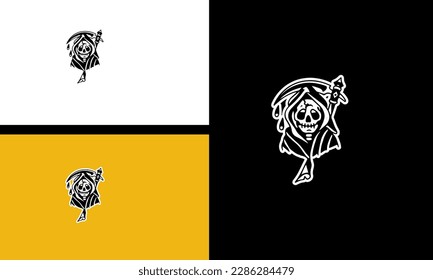 angel of death and sword vector line art design