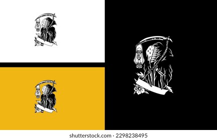 angel of death and sword vector line art design