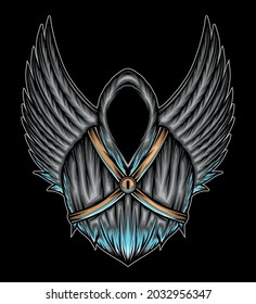 Angel of death with wings. Premium vector