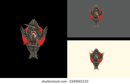 angel of death and wings vector mascot design