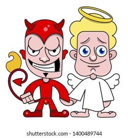 Angel And Demon Good And Evil Vector Illustration For T-shirt