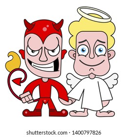 Angel And Demon Good And Evil Vector Illustration For T-shirt