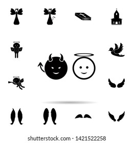 Angel and demon icon. Universal set of angel and demon for website design and development, app development