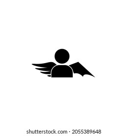 Angel, demon, man icon in Good and evil set