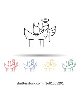 Angel and demon multi color icon. Simple thin line, outline vector of angel and demon icons for ui and ux, website or mobile application