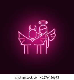 Angel and demon neon icon. Elements of Angel and demon set. Simple icon for websites, web design, mobile app, info graphics