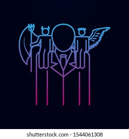 Angel and demon on shoulders nolan icon. Simple thin line, outline vector of angel and demon icons for ui and ux, website or mobile application
