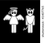 angel and demon vector icon