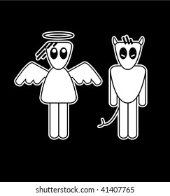 angel and demon vector icon