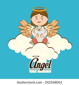 Angel design over blue background, vector illustration.