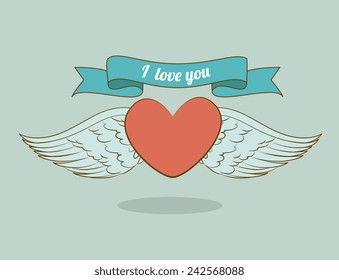 Angel design over blue background, vector illustration.