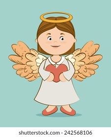 Angel design over blue background, vector illustration.