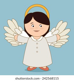 Angel design over blue background, vector illustration.