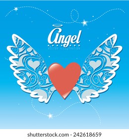 Angel design over blue background, vector illustration.