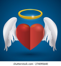 Angel design over blue background, vector illustration,