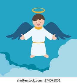 Angel design over blue background, vector illustration,