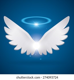 Angel design over blue background, vector illustration,