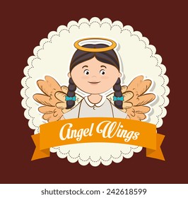 Angel design over brown background, vector illustration.