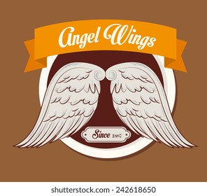 Angel design over brown background, vector illustration.